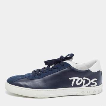 Pre Owned Tod's Blue Leather Low Top Sneakers Size 44