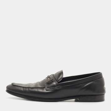 Pre Owned Tod's Black Leather Slip On Loafers Size 44.5