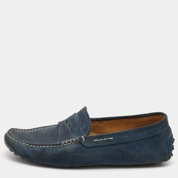 Pre Owned Tod's Blue Suede Gommino Driving Loafers Size 42