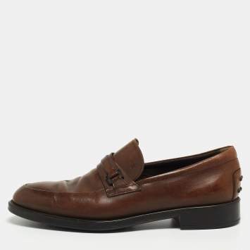 Pre Owned Tod's Brown Leather Slip On Loafers Size 41