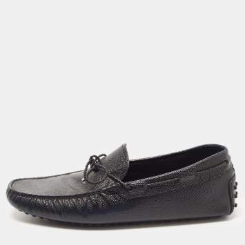 Pre Owned Tod's Two Tone Textured Leather Bow Slip On Loafers Size 42