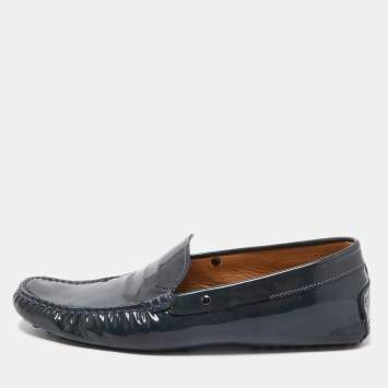Pre Owned Tod's Green Patent Leather Slip On Loafers Size 42.5