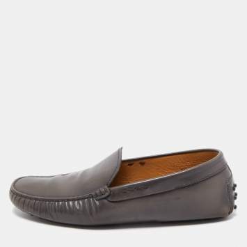 Pre Owned Tod's Light Brown Leather Slip On Loafers Size 41.5