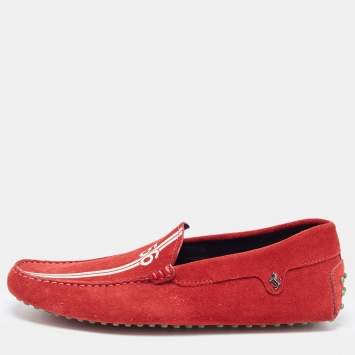 مملوكة مسبقًا Tod's For Ferrari Red Suede Slip On Loafers Size 42