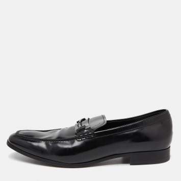 Pre Owned Tod's Black Leather Slip On Loafers Size 44.5 