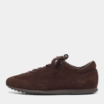 Pre Owned Tod's Brown Suede Lace Up Sneakers Size 39.5