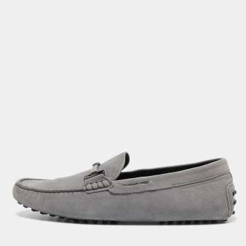 Pre Owned Tod's Grey Nubuck Leather Slip On Loafers Size 43