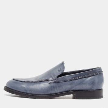 مملوكة مسبقًا Tod's Navy Blue Leather Slip On Loafers Size 42