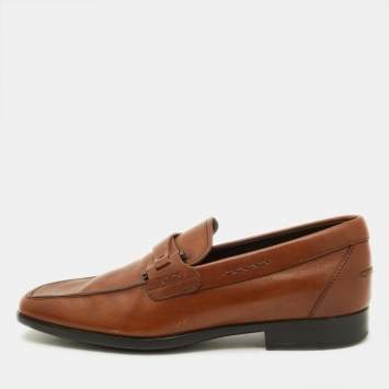Pre Owned Tod's Brown Leather Slip On Loafers Size 39