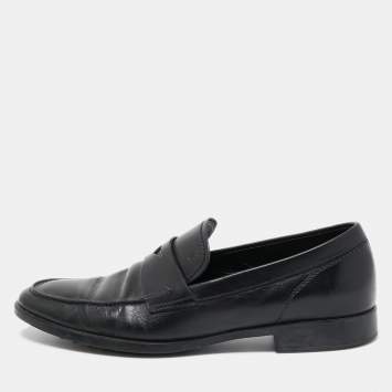 Pre Owned Tod's Black Leather Penny Loafers Size 42