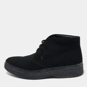 Pre Owned Tod's Black Suede  Lace Up Sneakers Size 43