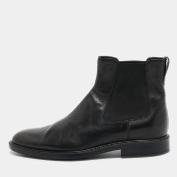 Pre Owned Tod's Black Leather Ankle Length Boots Size 43