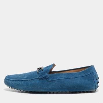 Pre Owned Tod's Blue Suede Slip On Loafers Size 45.5 