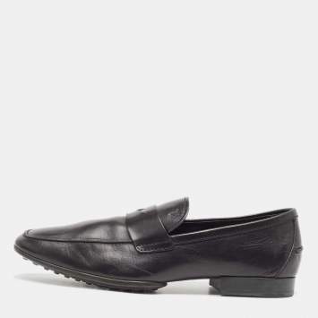 Pre Owned Tod's Black Leather Penny Loafers Size 43