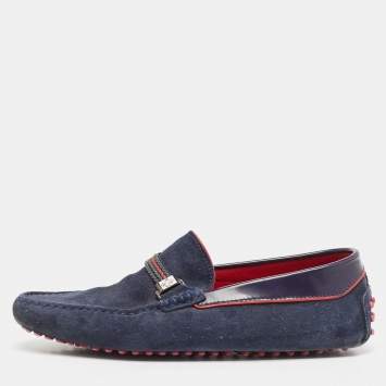 Pre Owned Tod's for Ferrari Navy Blue Suede Slip On Loafers Size 40.5