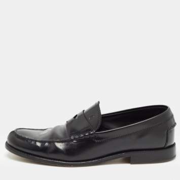 Pre Owned Tod's Black Leather Penny Slip On Loafers Size 45.5
