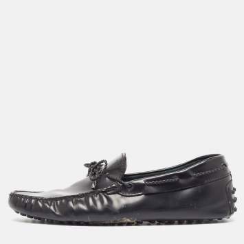 Pre Owned Tods Black Leather Gommino Loafers Size 42