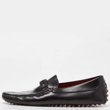Pre Owned Tod's For Ferrari Black Leather Slip On Loafers Size 43