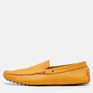 Pre Owned Tod's Mustard Leather Slip On Loafers Size 44