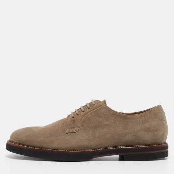 Pre Owned Tod's Beige Suede Lace Up Derby Size 44