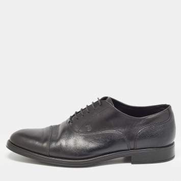 Pre Owned Tod's Black Leather Lace Up Oxfords Size 43