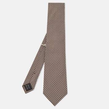 مملوكة مسبقًا Tom Ford Brown/White Polka Dotted Silk Tie