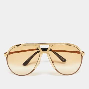Pre Owned Tom Ford Gold Gradient Xaier TF 1060 Aviator Sunglasses