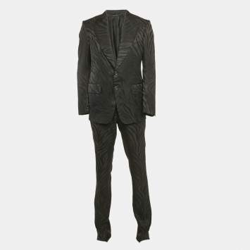 Pre Owned Tom Ford Black Jacquard Single Breasted Pants Suit L