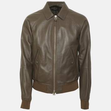 مملوكة مسبقًا Tom Ford Grey Leather Jacket S