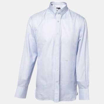 Pre Owned Tom Ford Blue Cotton Button Front Shirt  L