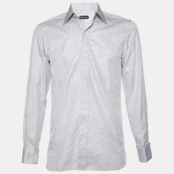 Pre Owned Tom Ford Grey Cotton Long Sleeve Shirt M (EU 39)