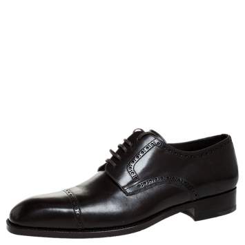 Pre Owned Tom Ford Brown Leather Lace Up Oxfords Size 45