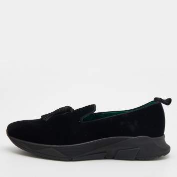 Pre Owned Tom Ford Black Velvet Tassel Detail Turner Sneakers Size 42