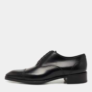 Pre Owned Tom Ford Black Leather Lace Up Oxfords Size 43.5 
