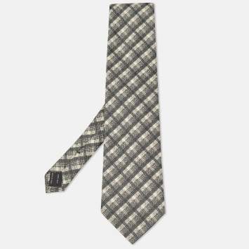Pre Owned Tom Ford Black/White Checked Silk Traditional Tie