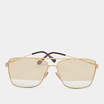 Pre Owned Tom Ford Gold/Brown Gradient Magnus 02 TF 651 Aviator Sunglasses