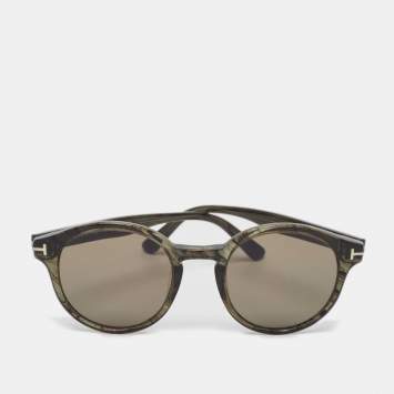 Pre Owned Tom Ford Green striped/Green TF400 Lucho Round Sunglasses