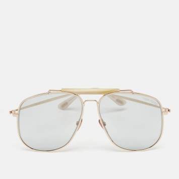 Pre Owned Tom Ford Light Grey/Gold Tone TF55 Connor 02 Aviator Sunglasses