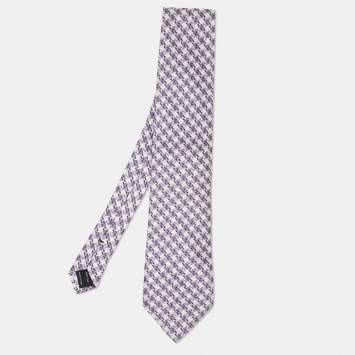Pre Owned Tom Ford Purple/White Diamond Woven Pattern Silk Traditional Tie