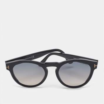 Pre Owned Tom Ford Black Gradient TF615 Margaux 02 Round Sunglasses