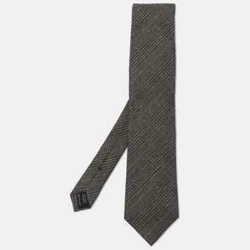 Pre Owned Tom Ford Brown Prince of Wales Check Patterned Wool/Silk Neck Tie
