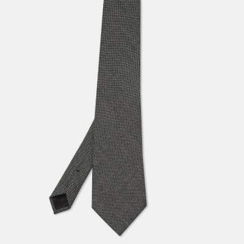 مملوكة مسبقًا Tom Ford Grey Jacquard Wool Traditional Tie 