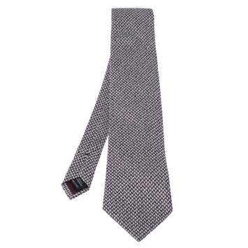 Pre Owned Tom Ford Bicolor Patterned Silk Blend Traditional Tie