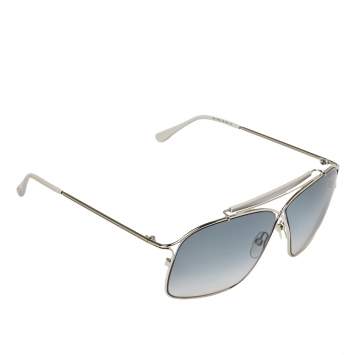 Pre Owned Tom Ford Silver / Blue Gradient TF194 Felix Crossover Aviator Sunglasses
