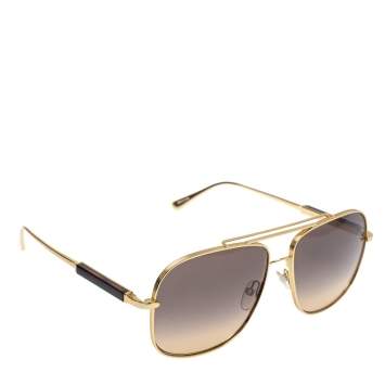 Pre Owned Tom Ford Gold Tone/ Bicolor Gradient TF669 Jude Square Sunglasses
