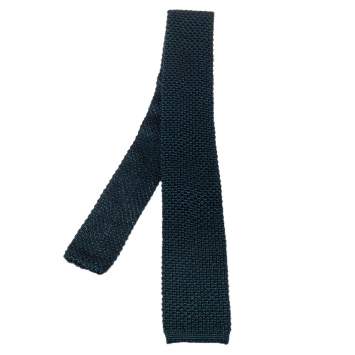 Pre Owned Tom Ford Green Silk Wool Crochet Knit Tie