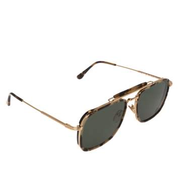 Pre Owned Tom Ford Green/Gold Huck TF665 Square Sunglasses 
