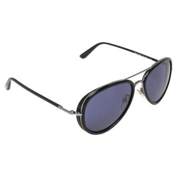 Pre Owned Tom Ford Black/Blue Miles TF341 Aviator Sunglasses