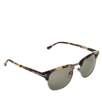 Pre Owned Tom Ford Green/Brown Tortoise Shell TF248 Henry Sunglasses
