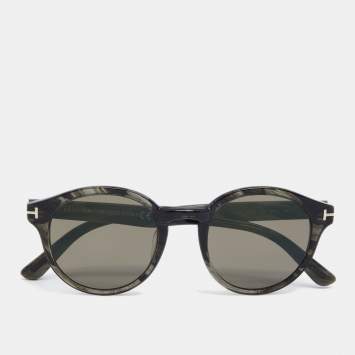 Pre Owned Tom Ford Brown Striped/ Brown TF400 Lucho Round Sunglasses